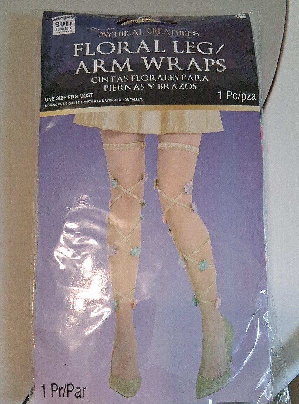 Mythical Creatures Floral Leg & Arm Wraps — Gold with Pastel Flowers